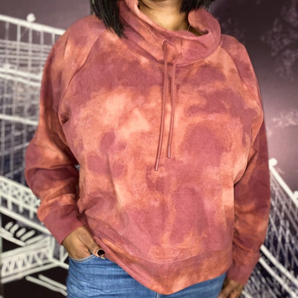 Microfleece Funnel-Neck Cropped Sweatshirt